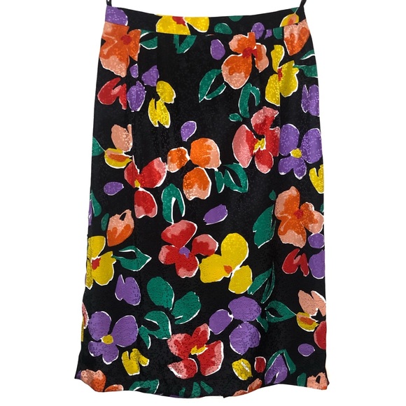 Vintage Dresses & Skirts - Vintage Floral Midi Zipper Skirt Size 6/28